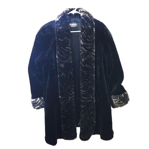 Monterey Fashions Sz Small Two-Tone Black Brown Fur Coat